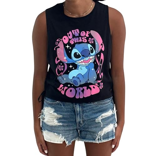 Disney Junior's Lilo and Stitch Crop Top Tank T-Shirt with Side